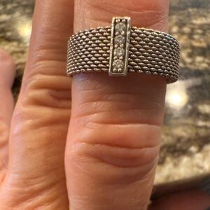 Tiffany & Co. Somerset Silver Mesh Ring with diamonds